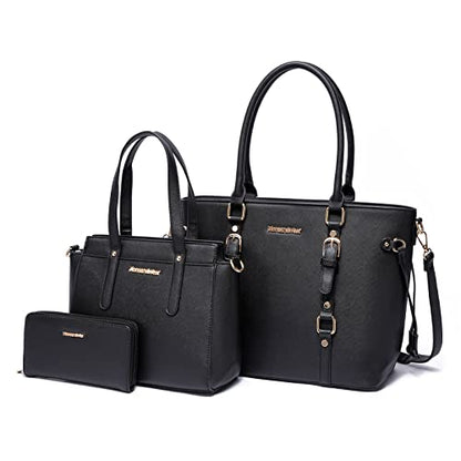 Women’s 3-Piece Tote Bag and Wallet Set – Stylish Shoulder Satchel