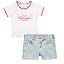 Girls Denim Shorts and Graphic Tee Set for Summer