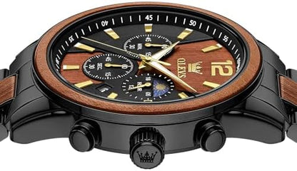 OLEVS Men's Multifunction Quartz Watch with Moon Phase & Silicone Band