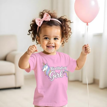 Girls Unicorn Birthday Shirt Toddler Party Tee 1-7 Years