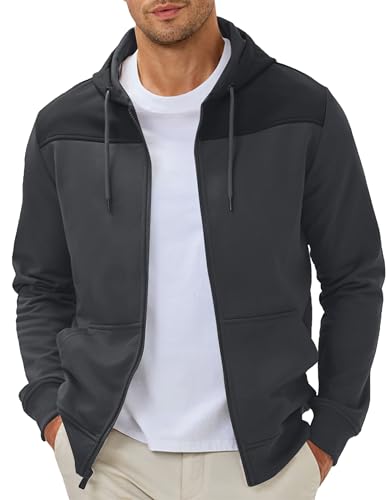 JMIERR Men's Lightweight Colorblock Zip Hoodie Jacket