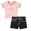 Girls Denim Shorts and Graphic Tee Set for Summer