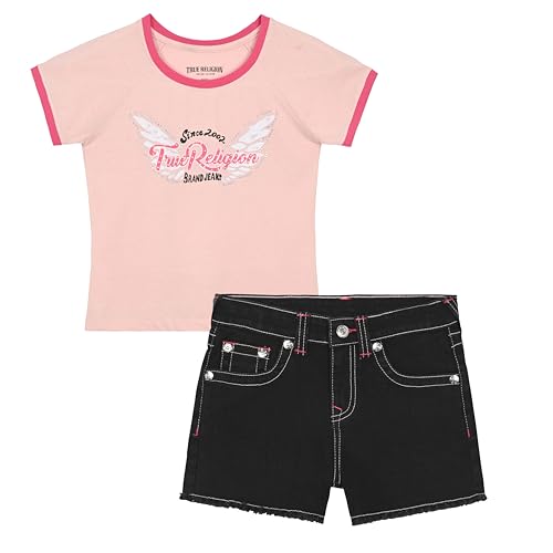Girls Denim Shorts and Graphic Tee Set for Summer Style
