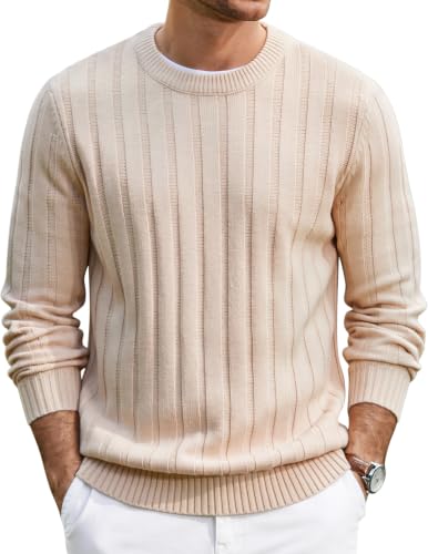 Men's Ribbed Crewneck Pullover Sweater Soft Warm Knit