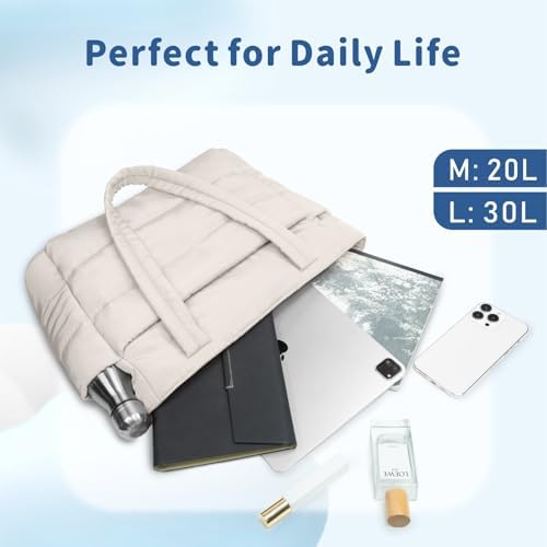 Lightweight Quilted Puffer Tote Bag for Women, Travel & Work