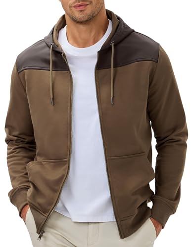 JMIERR Men's Lightweight Colorblock Zip Hoodie Jacket