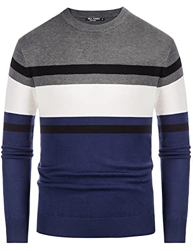 Men's Striped Crewneck Pullover Sweater by PJ PAUL JONES
