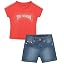 Girls Denim Shorts and Graphic Tee Set for Summer