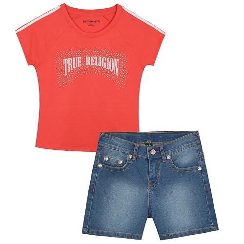 Girls Denim Shorts and Graphic Tee Set for Summer Style