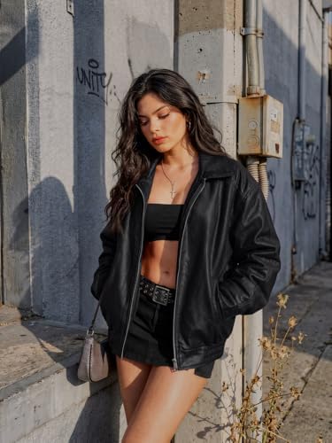 Women's Oversized Faux Leather Jacket for Fall & Winter