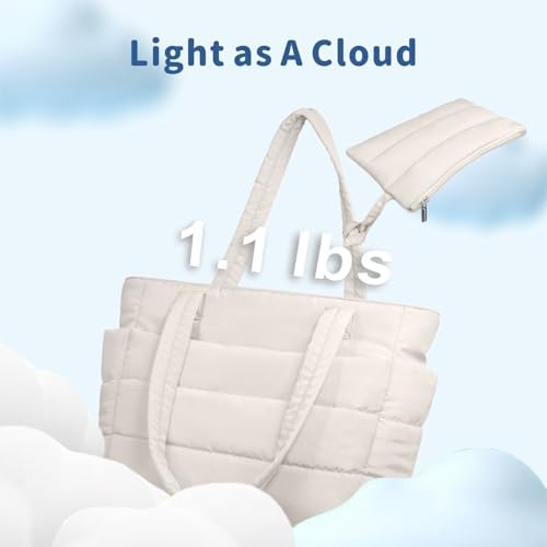 Lightweight Quilted Puffer Tote Bag for Women, Travel & Work
