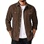 Men's Long Sleeve Button-Up Shirt Jacket with Flap Pockets