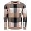 Men's Plaid Crew Neck Knit Sweater Long Sleeve Pullover