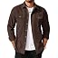 Men's Long Sleeve Button-Up Shirt Jacket with Flap Pockets
