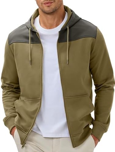 JMIERR Men's Lightweight Colorblock Zip Hoodie Jacket