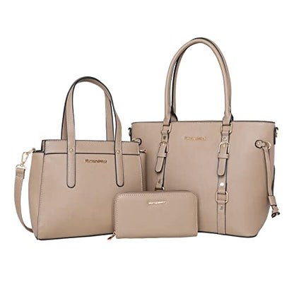 Women’s 3-Piece Tote Bag and Wallet Set – Stylish Shoulder Satchel
