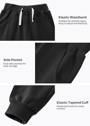 Boys' Cotton Jogger Sweatpants 3-Pack with Pockets