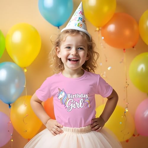 Girls Unicorn Birthday Shirt Toddler Party Tee 1-7 Years