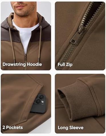 JMIERR Men's Lightweight Colorblock Zip Hoodie Jacket