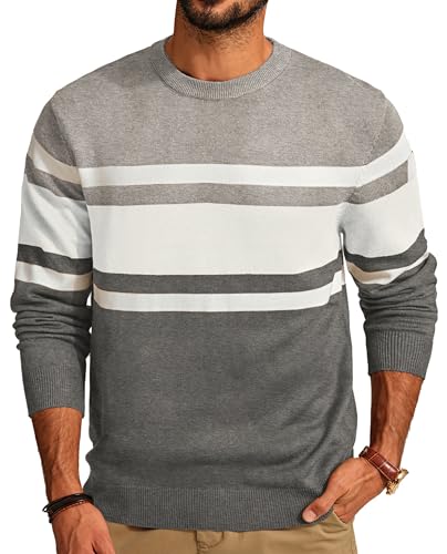 Men's Striped Crewneck Pullover Sweater by PJ PAUL JONES