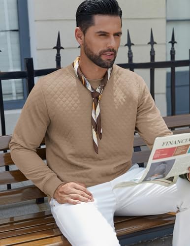Men's Lightweight Crewneck Sweatshirt with Geometric Texture