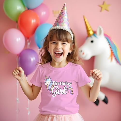 Girls Unicorn Birthday Shirt Toddler Party Tee 1-7 Years