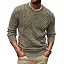 Men's Cable Knit Crewneck Sweater Pullover Long Sleeve