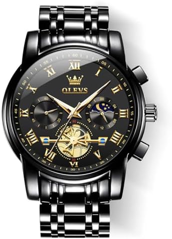 OLEVS Men’s Waterproof Luxury Stainless Steel Big Face Watch