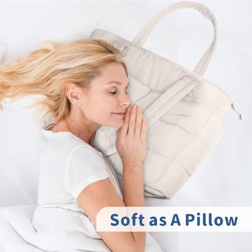 Lightweight Quilted Puffer Tote Bag for Women, Travel & Work