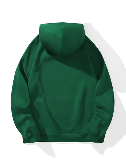 Men's 2025 New Year Print Hooded Sweatshirt - Kanji-Inspired "Goodbye 2025 2026" Pullover, Winter Warm Casual Sweater with Green/Red Toggle Switch Design, Machine Washable Red Hoodie for Christmas & NYE Parties