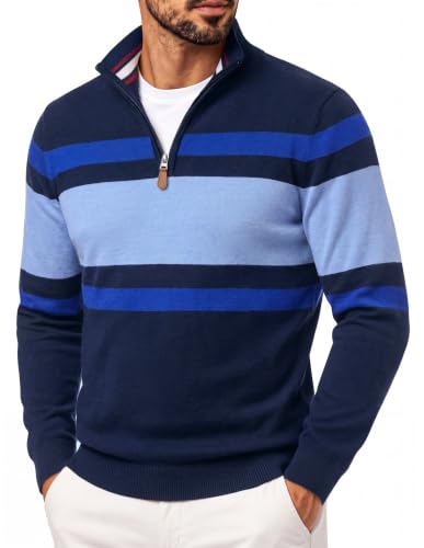 Men's Quarter Zip Pullover Sweater Casual Knit Top