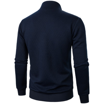 Men's Casual Zip Up Jacquard Jacket, Chic Stand Collar Coat for Spring Fall, Autumn And Winter, Hoodie Top