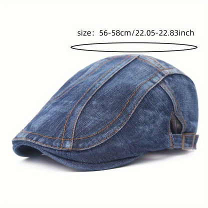 Denim Beret Hat  Versatile Commuter Style Peaked Cap Vintage Distressed Casual Fashion Hat Spring Autumn Forward Cap Women's Hat
