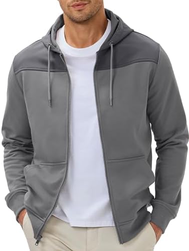 JMIERR Men's Lightweight Colorblock Zip Hoodie Jacket