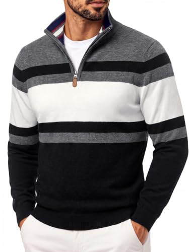 Men's Quarter Zip Pullover Sweater Casual Knit Top