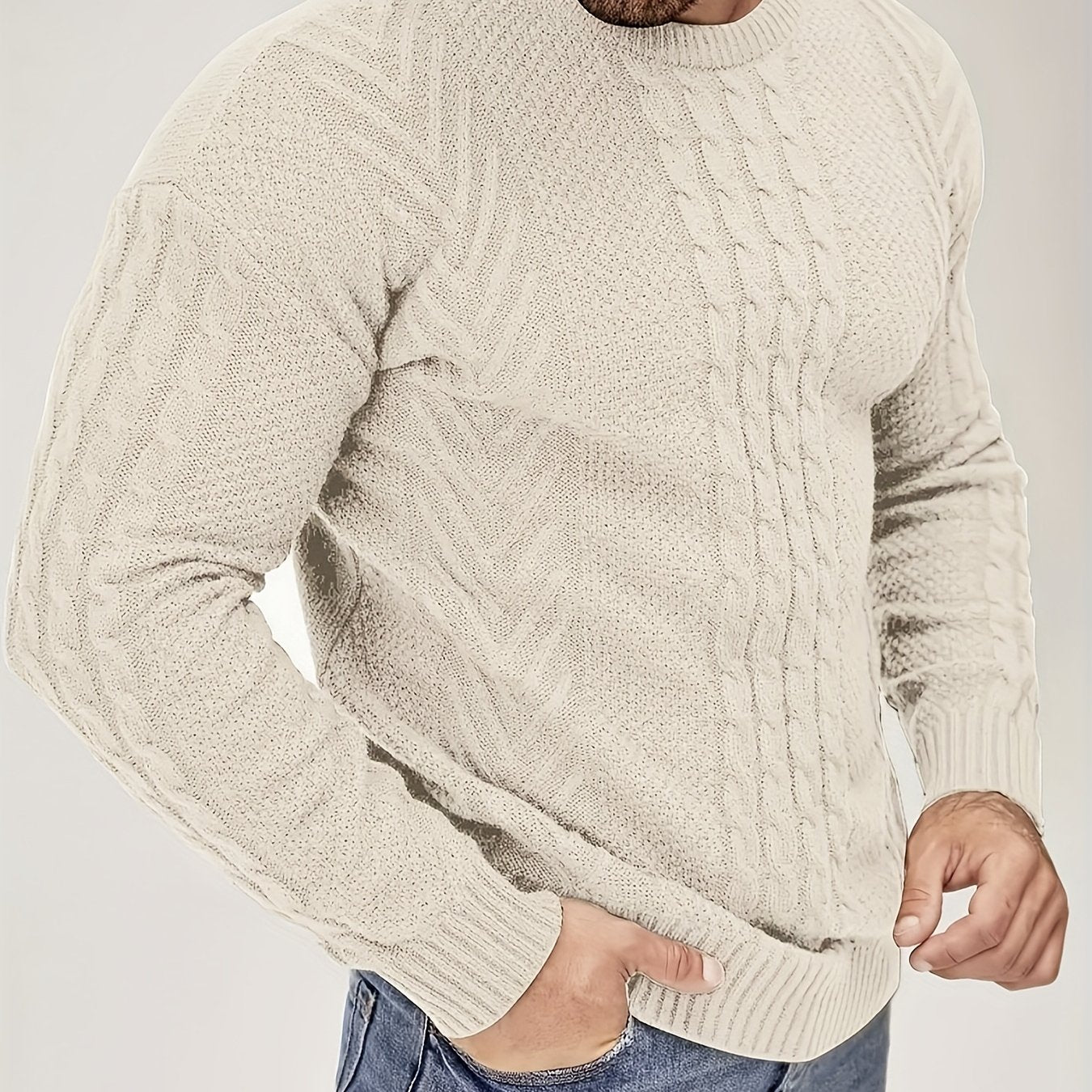 Men's Classic Autumn/Winter Textured T-Shirt, Round Neck Long Sleeve Knit Sweater, Fashion Casual Top, Suitable for Casual and Daily Wear, Men's Winter Clothing, Men's Sweater, Christmas Sweater, Men's Christmas Sweater, Wint