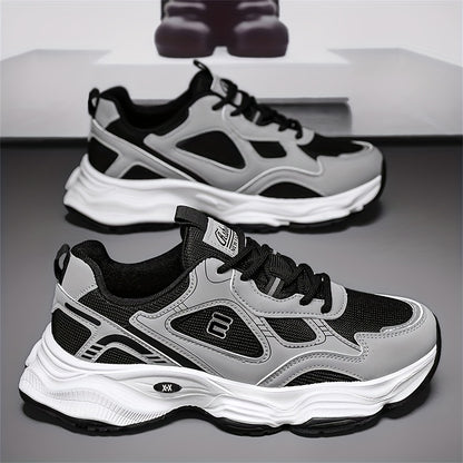 Men'S 2025 New Fashionable Low-Top Sneakers with Thick Sole - Non-Slip, Outdoor Casual Shoes for Teenagers and Young Adults, White and Golden Accents, All-Season Comfort, Casual Footwear   Modern Sneaker Design   Rubber Base