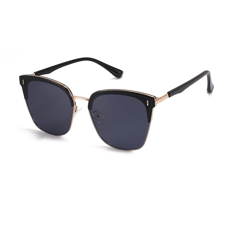 Men's & Women's Metal Half-Frame Rectangle Glasses with Brow Bar