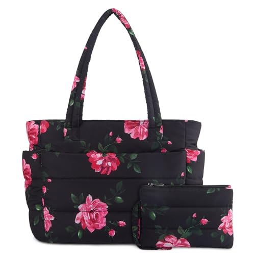 Lightweight Quilted Puffer Tote Bag for Women, Travel & Work