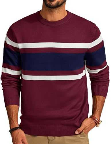 Men's Striped Crewneck Pullover Sweater by PJ PAUL JONES
