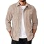 Men's Long Sleeve Button-Up Shirt Jacket with Flap Pockets