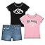 Girls Denim Shorts and Graphic Tee Set for Summer Style