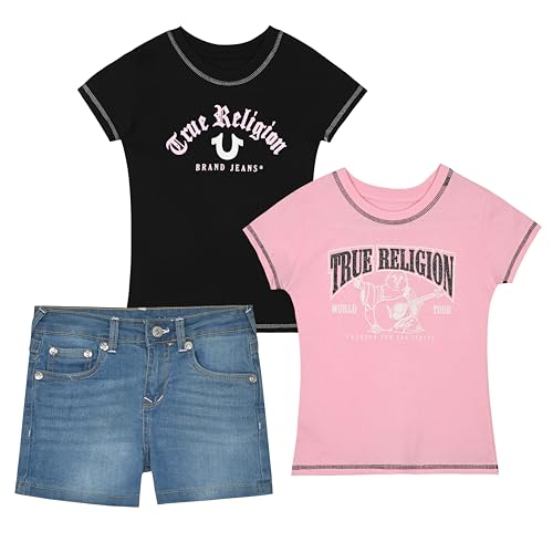 Girls Denim Shorts and Graphic Tee Set for Summer