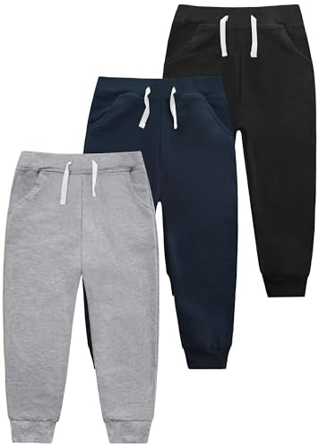 Boys' Cotton Jogger Sweatpants 3-Pack with Pockets