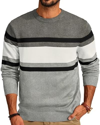 Men's Striped Crewneck Pullover Sweater by PJ PAUL JONES