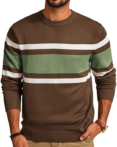 Men's Striped Crewneck Pullover Sweater by PJ PAUL JONES