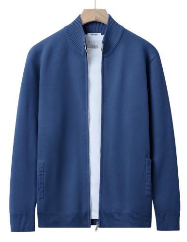 Men's Full Zip Mock Neck Cardigan Sweater with Pattern