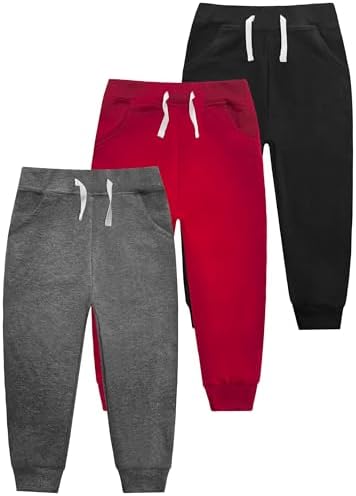 Boys' Cotton Jogger Sweatpants 3-Pack with Pockets