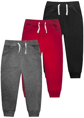Boys' Cotton Jogger Sweatpants 3-Pack with Pockets