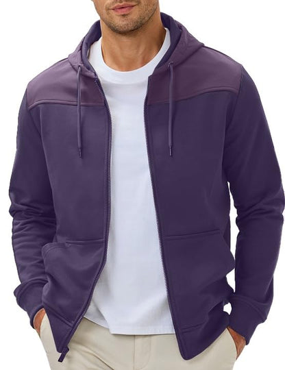 JMIERR Men's Lightweight Colorblock Zip Hoodie Jacket